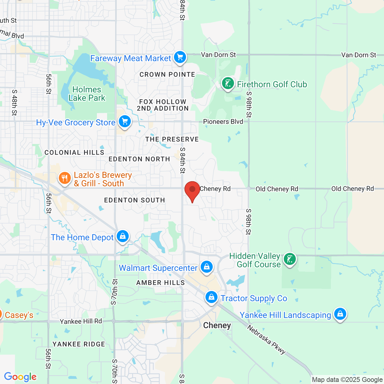 Google map image of our location in 8560 Foxtail Dr  Lincoln, NE