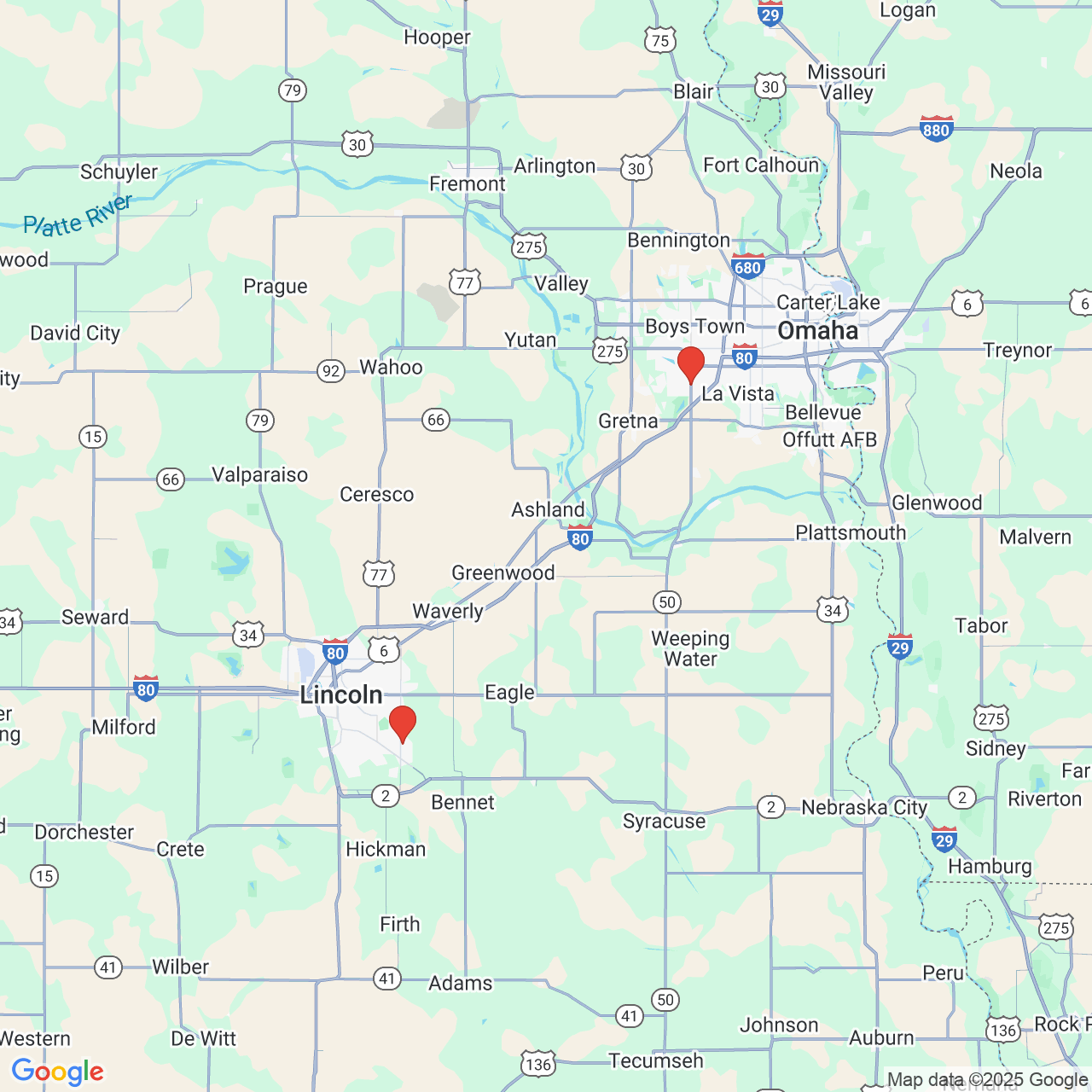 Google map image of our locations