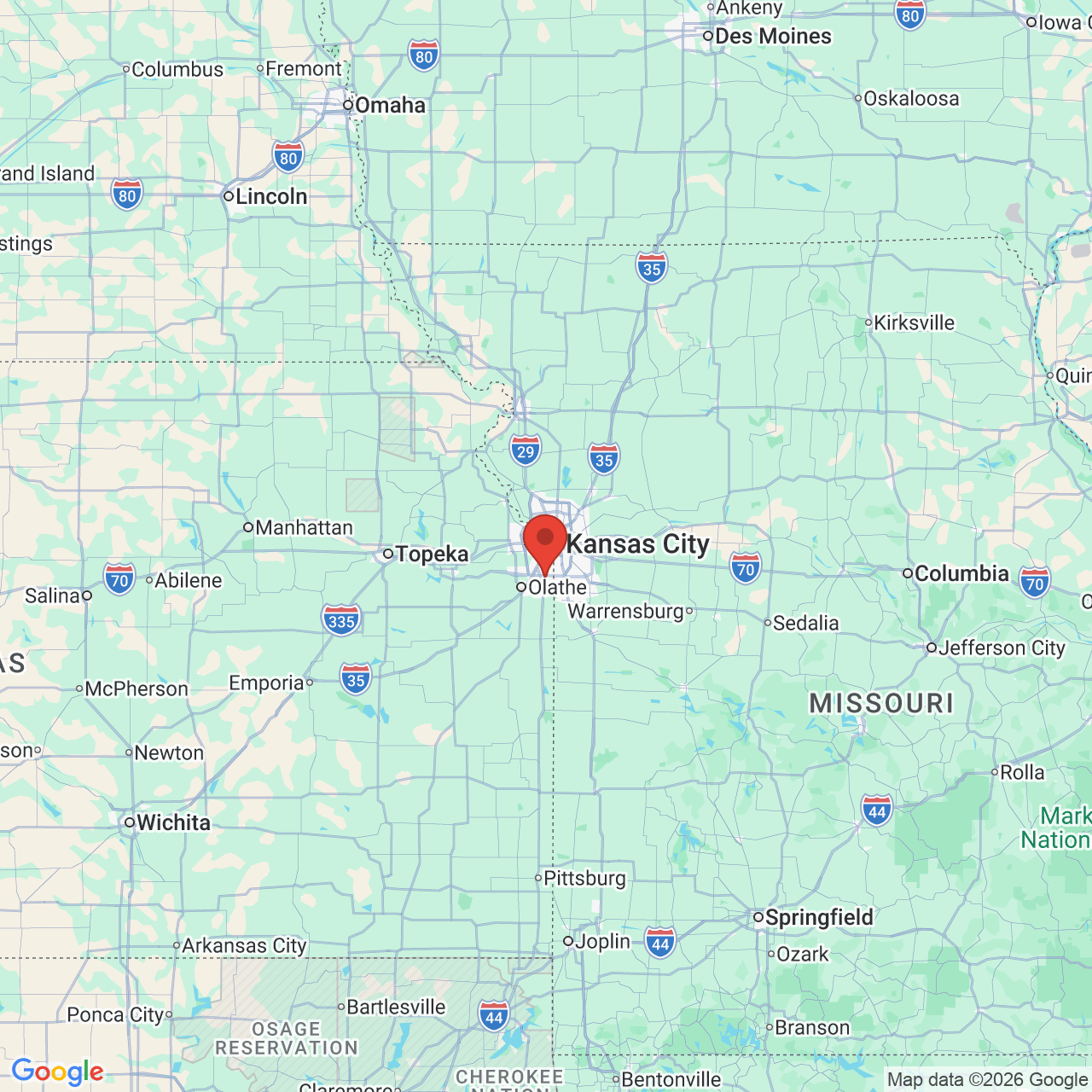 Google map image of our location in 6650 W 110th St. Suite 320 Overland Park, KS
