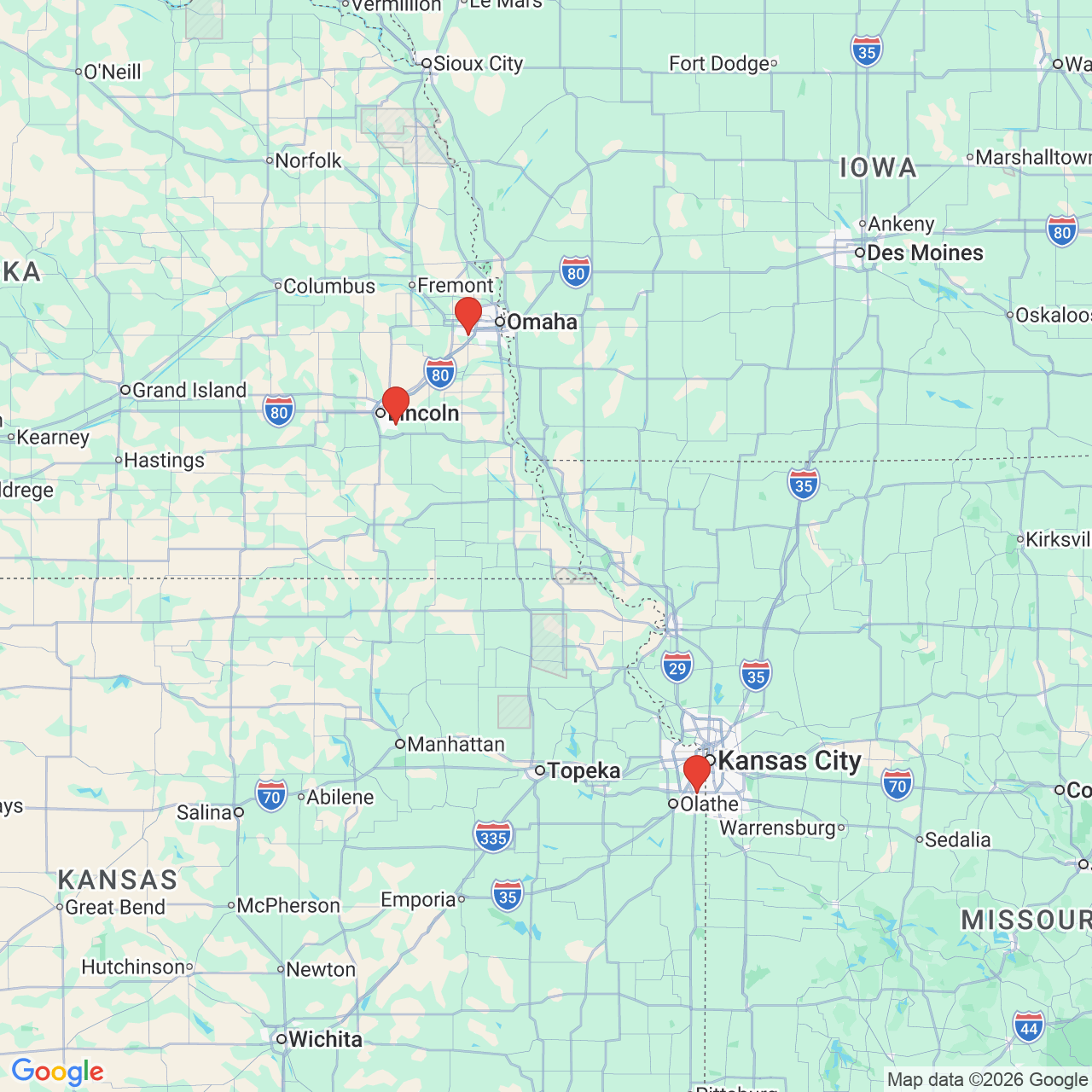 Google map image of our locations